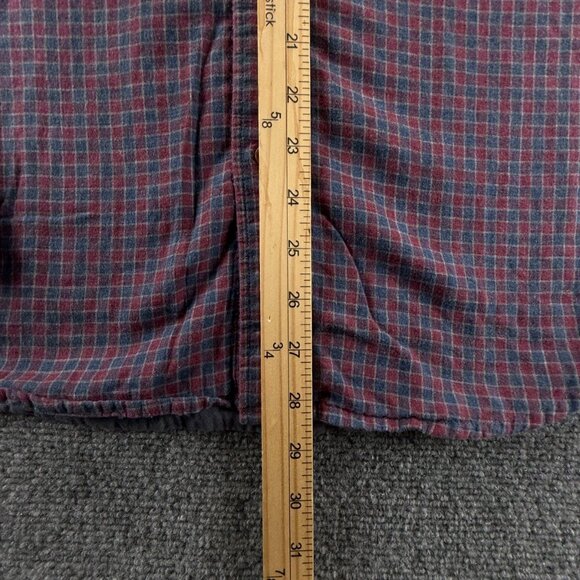Faherty Flannel Soft Red Blue Check Button Up Shirt Long Sleeve Medium Cotton - Picture 4 of 15